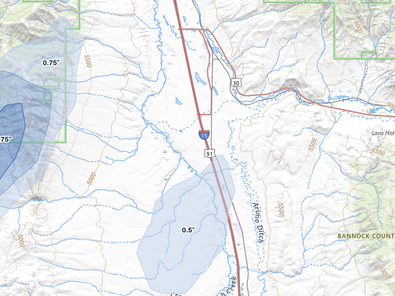 NEXRAD radar-signature map of the hail storm over McCammon, ID on Jul 2, 2026