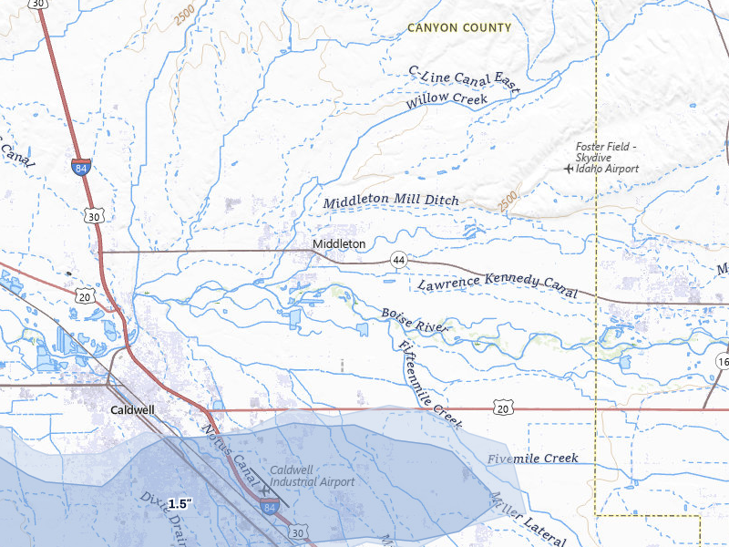 NEXRAD radar-signature map of the hail storm over Middleton, ID on Jun 26, 2026
