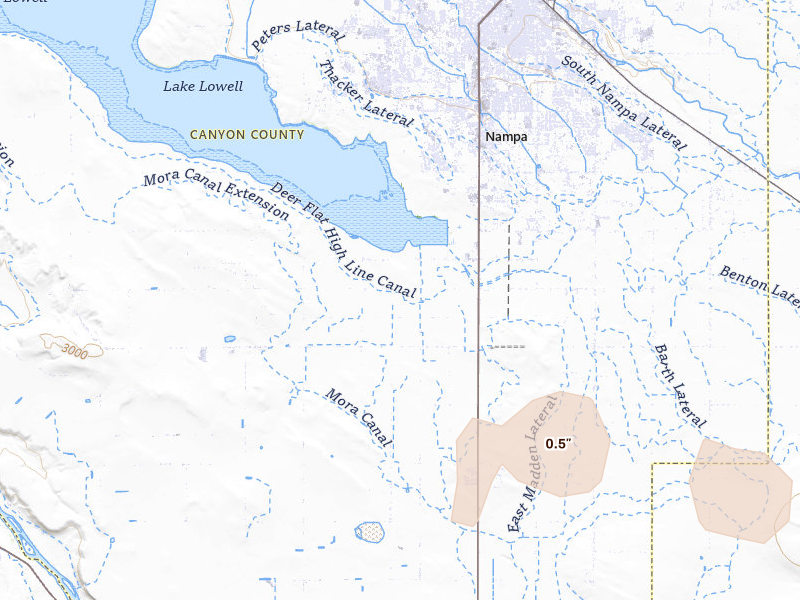 Radar-estimated hail-size map of the storm over Nampa, ID on Jun 26, 2026
