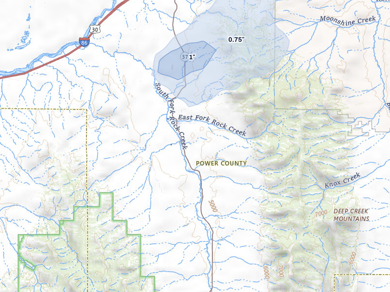 NEXRAD radar-signature map of the hail storm over Rockland, ID on Jul 24, 2026