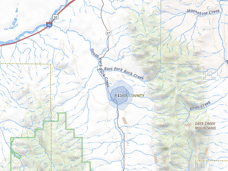 NEXRAD radar-signature map of the hail storm over Rockland, ID on Jul 25, 2026