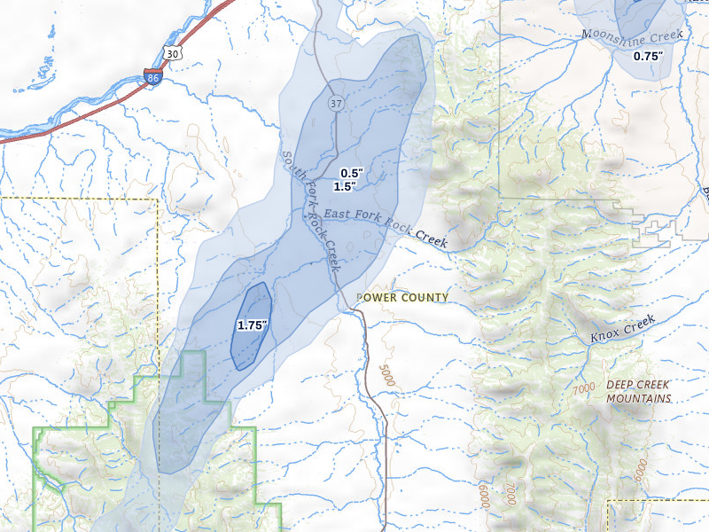 NEXRAD radar-signature map of the hail storm over Rockland, ID on Jul 29, 2026