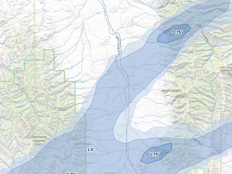NEXRAD radar-signature map of the hail storm over Rockland, ID on Aug 23, 2026