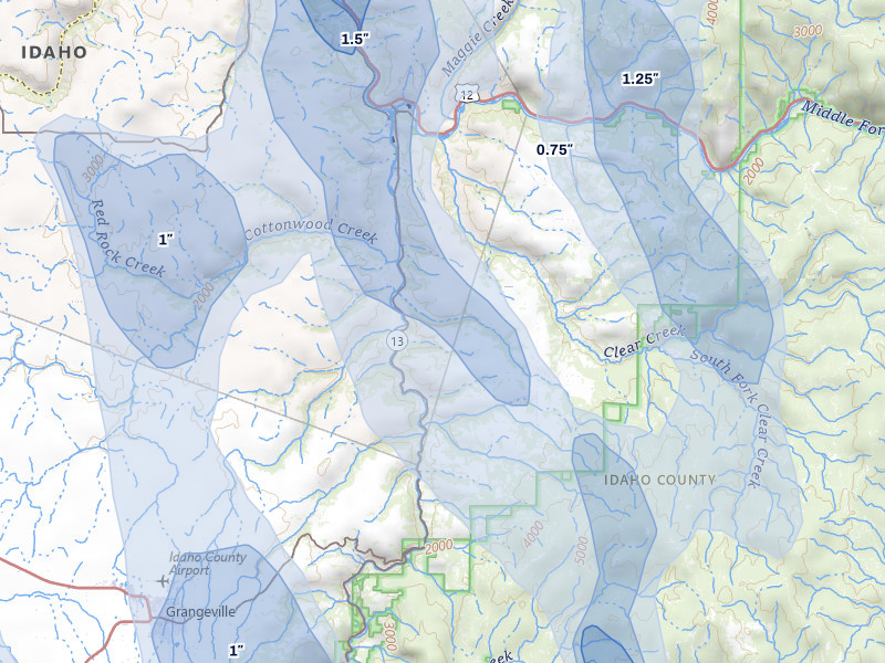 NEXRAD radar-signature map of the hail storm over Stites, ID on May 28, 2026