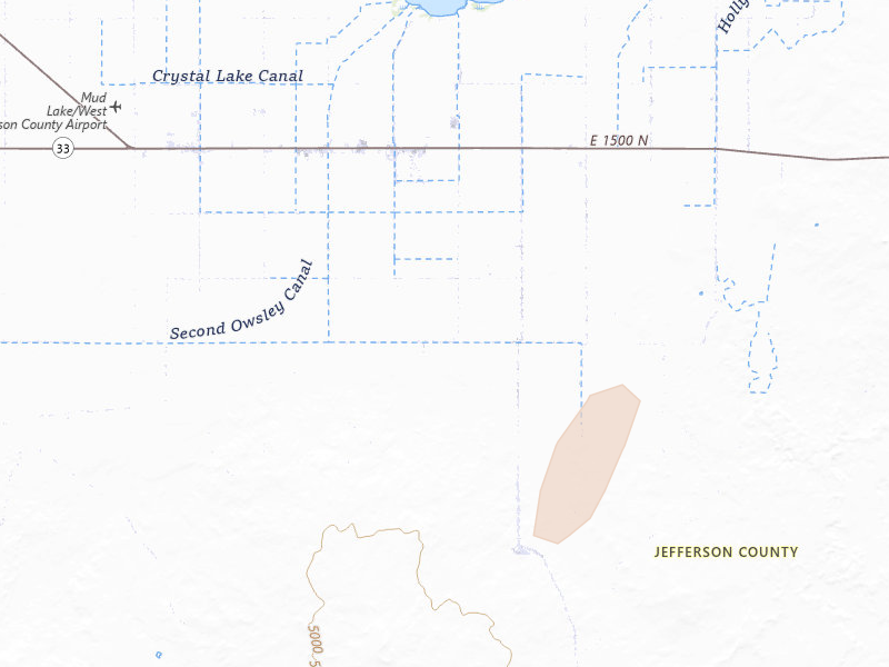 Radar-estimated hail-size map of the storm over Terreton, ID on Aug 22, 2026
