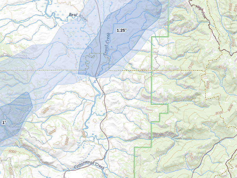 NEXRAD radar-signature map of the hail storm over Thatcher, ID on Jun 27, 2026