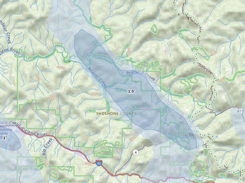 NEXRAD radar-signature map of the hail storm over Wallace, ID on May 28, 2026