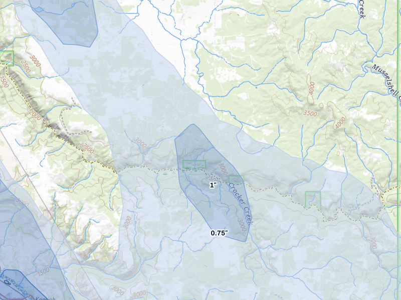 NEXRAD radar-signature map of the hail storm over Weippe, ID on May 28, 2026