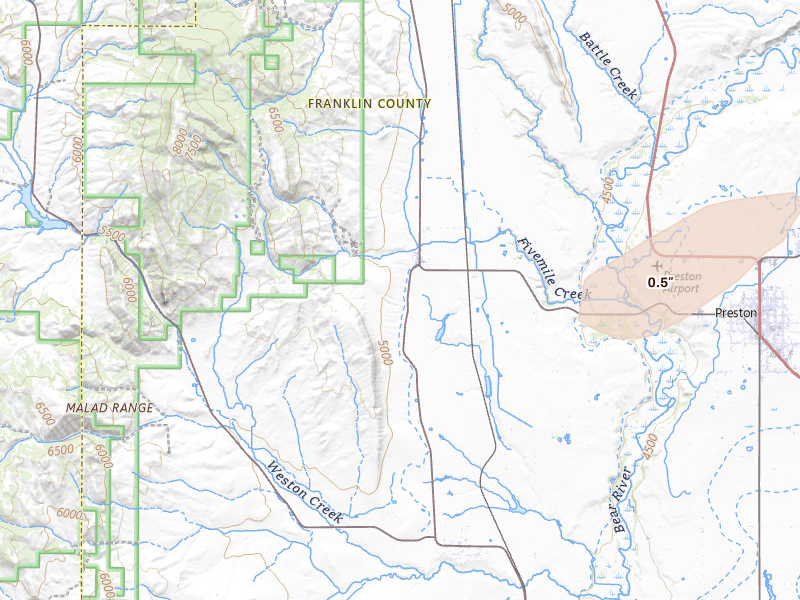 Radar-estimated hail-size map of the storm over Weston, ID on Jul 7, 2026