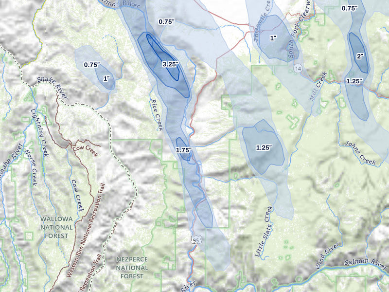 NEXRAD radar-signature map of the hail storm over White Bird, ID on May 28, 2026