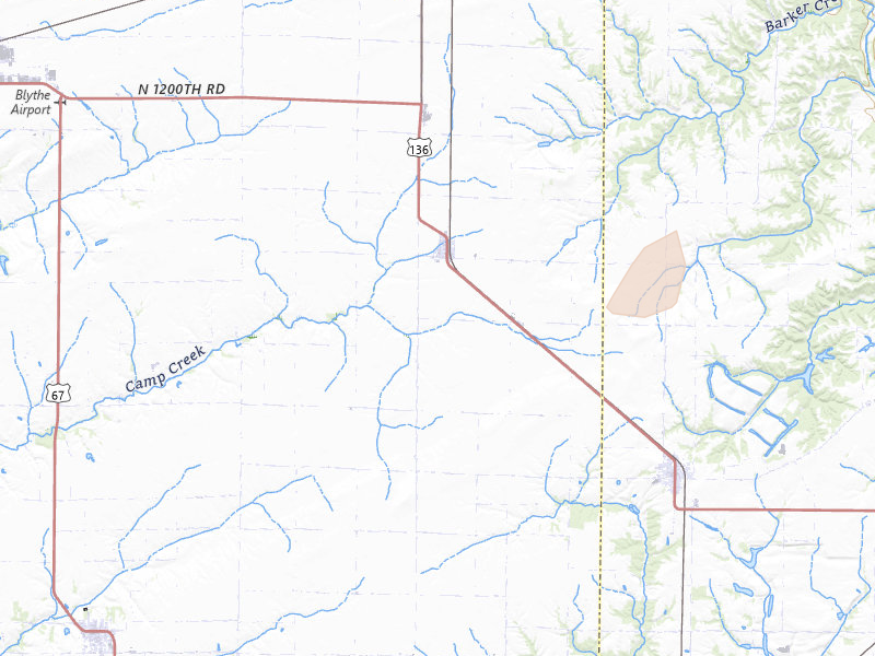 Radar-estimated hail-size map of the storm over Adair, IL on Jun 9, 2026