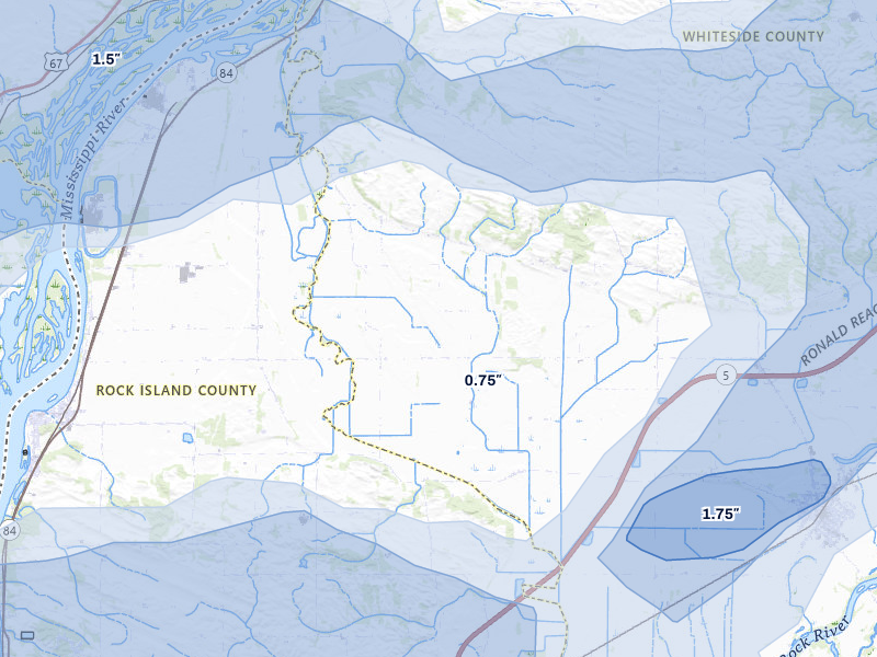 NEXRAD radar-signature map of the hail storm over Albany, IL on Jul 3, 2026