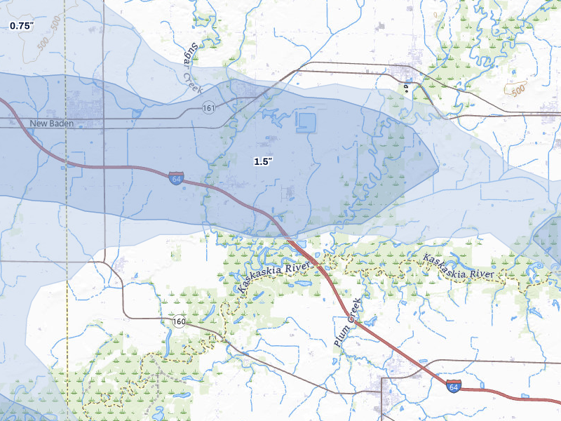 NEXRAD radar-signature map of the hail storm over Albers, IL on May 31, 2026