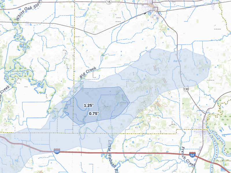 NEXRAD radar-signature map of the hail storm over Albion, IL on Mar 4, 2026
