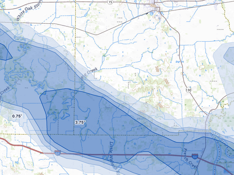 NEXRAD radar-signature map of the hail storm over Albion, IL on May 16, 2026