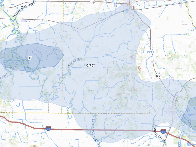 NEXRAD radar-signature map of the hail over Albion, IL
