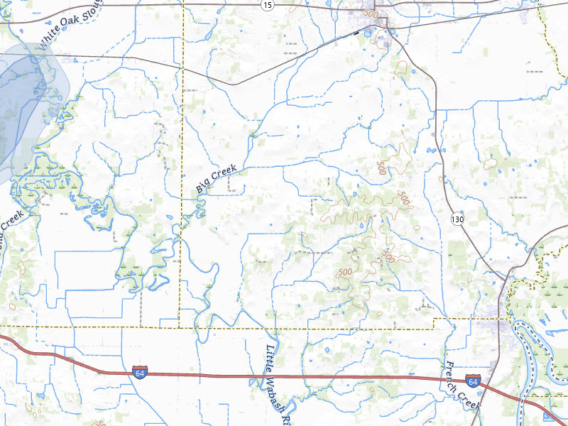 NEXRAD radar-signature map of the hail storm over Albion, IL on Jul 8, 2026