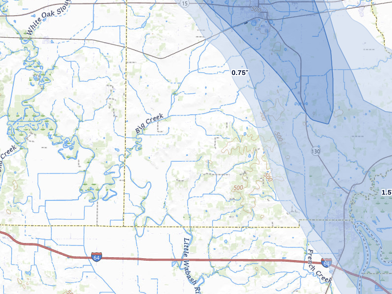 NEXRAD radar-signature map of the hail storm over Albion, IL on Jul 26, 2026
