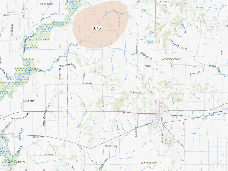 Radar-estimated hail-size map of the storm over Albion, IL