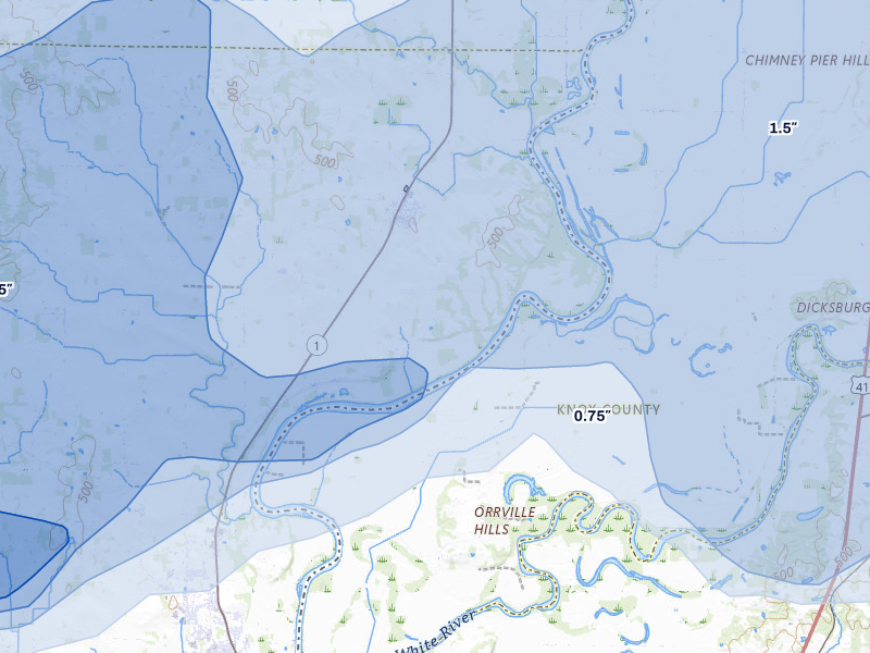 NEXRAD radar-signature map of the hail over Allendale, IL
