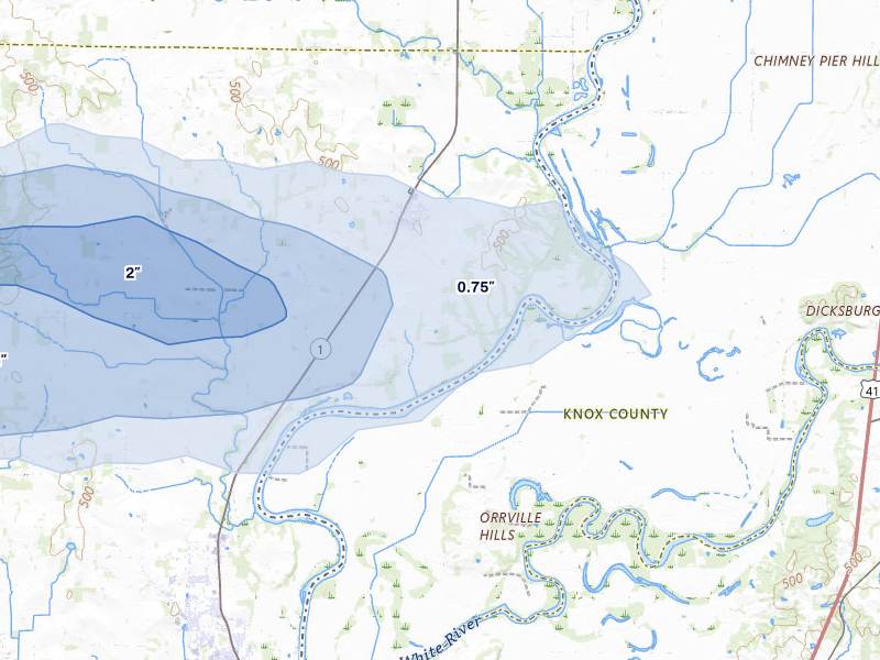 NEXRAD radar-signature map of the hail storm over Allendale, IL on Jun 27, 2026