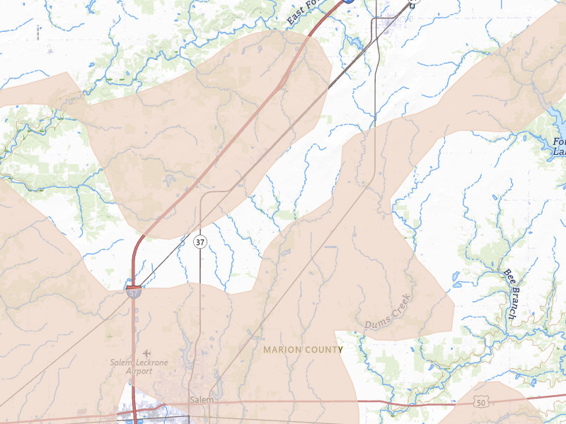 Radar-estimated hail-size map of the storm over Alma, IL on Apr 27, 2026