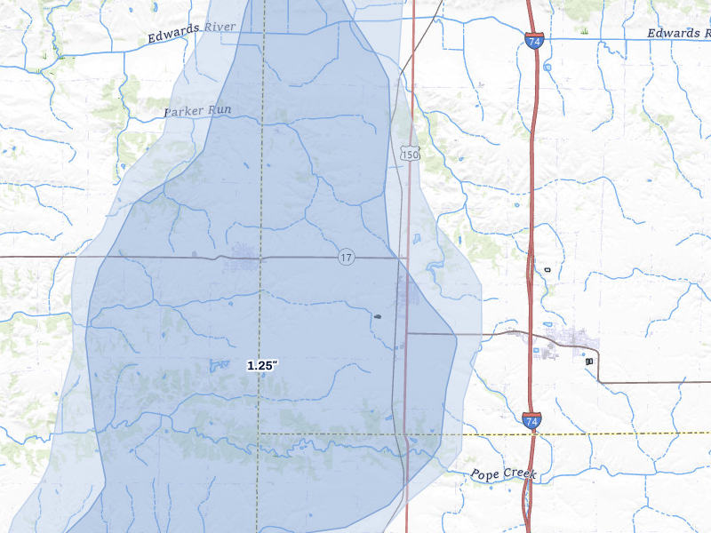 NEXRAD radar-signature map of the hail over Alpha, IL