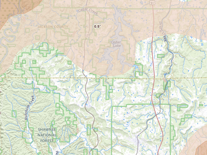 Radar-estimated hail-size map of the storm over Alto Pass, IL on Apr 27, 2026