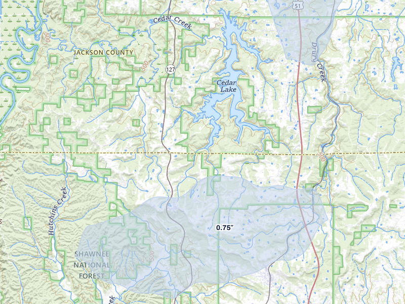 NEXRAD radar-signature map of the hail storm over Alto Pass, IL on Jul 8, 2026
