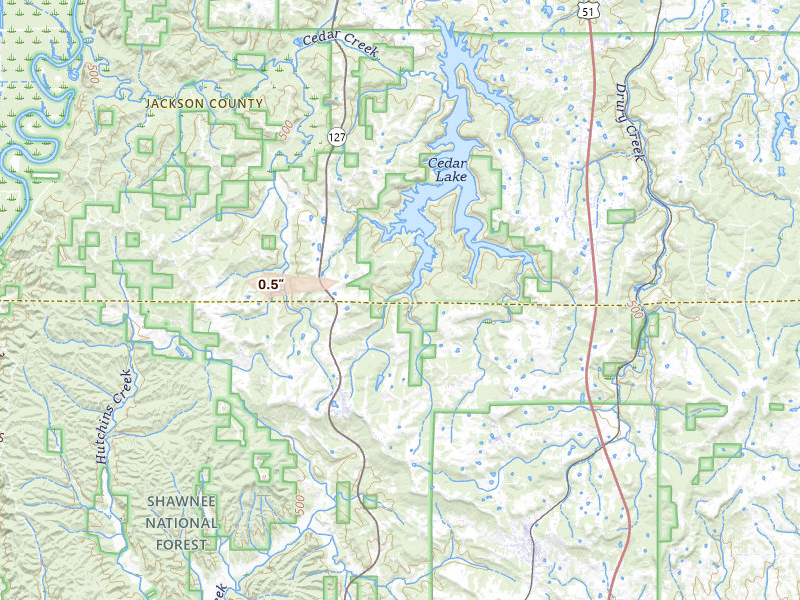 Radar-estimated hail-size map of the storm over Alto Pass, IL on Jul 9, 2026
