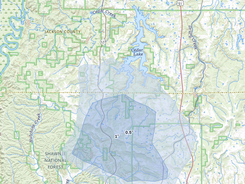 NEXRAD radar-signature map of the hail storm over Alto Pass, IL on Jul 9, 2026