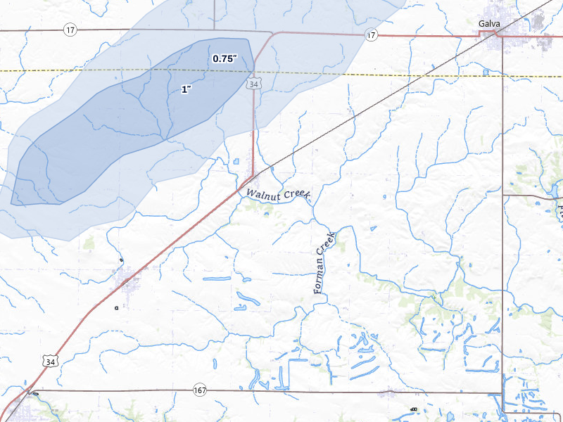 NEXRAD radar-signature map of the hail storm over Altona, IL on Jul 3, 2026