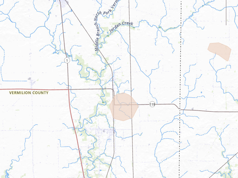 Radar-estimated hail-size map of the storm over Alvin, IL on Jun 6, 2026