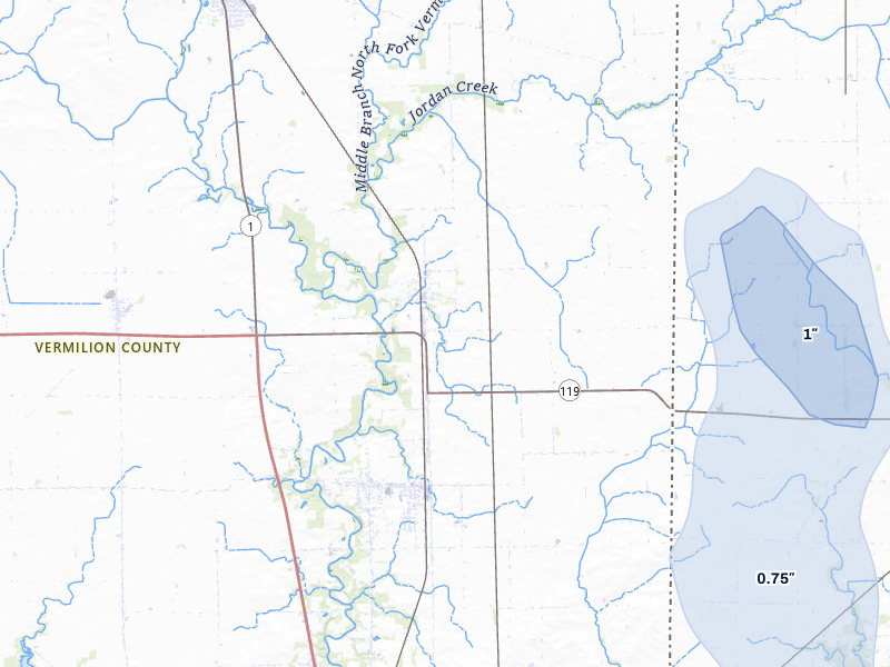 NEXRAD radar-signature map of the hail storm over Alvin, IL on Jun 6, 2026