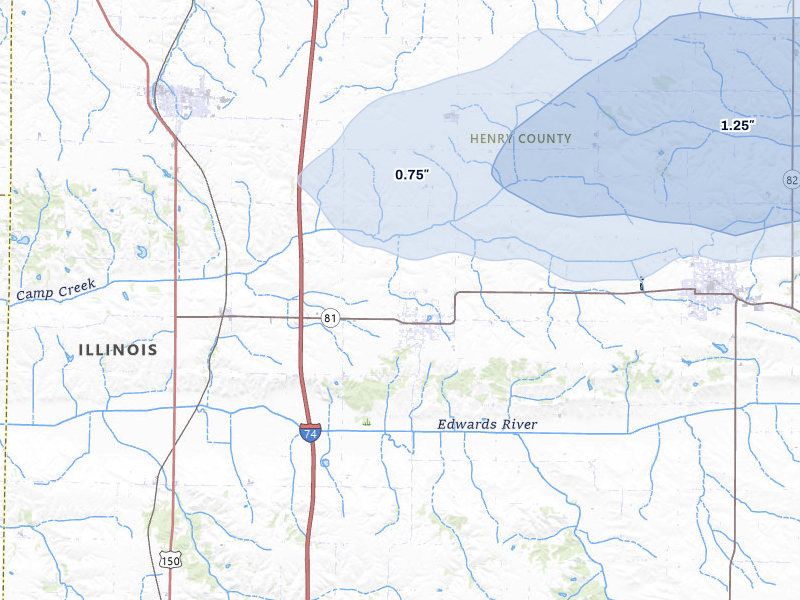 NEXRAD radar-signature map of the hail storm over Andover, IL on Mar 30, 2026