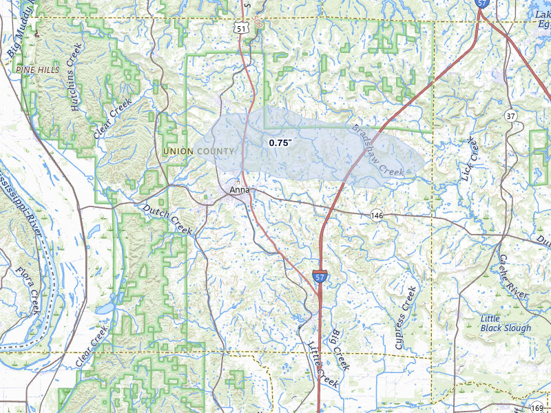 NEXRAD radar-signature map of the hail storm over Anna, IL on May 31, 2026