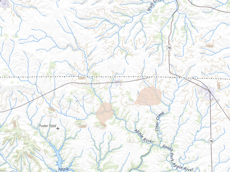 Radar-estimated hail-size map of the storm over Apple River, IL on Jun 10, 2026