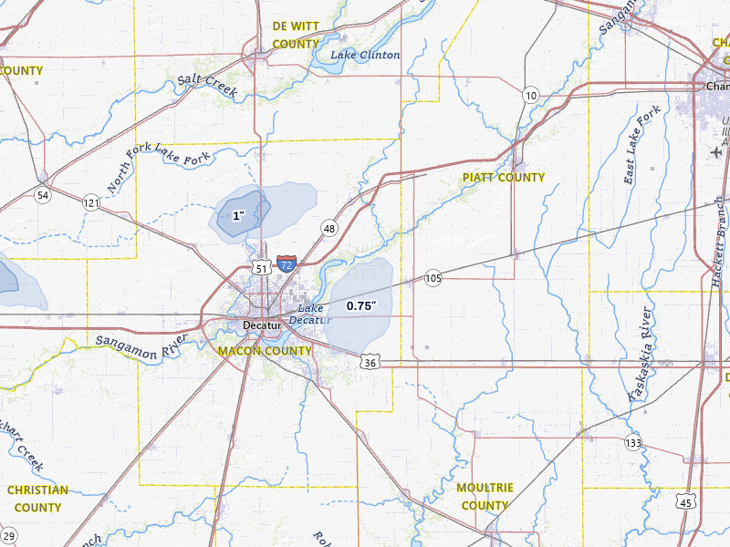 NEXRAD radar-signature map of the hail storm over Argenta, IL on May 16, 2026