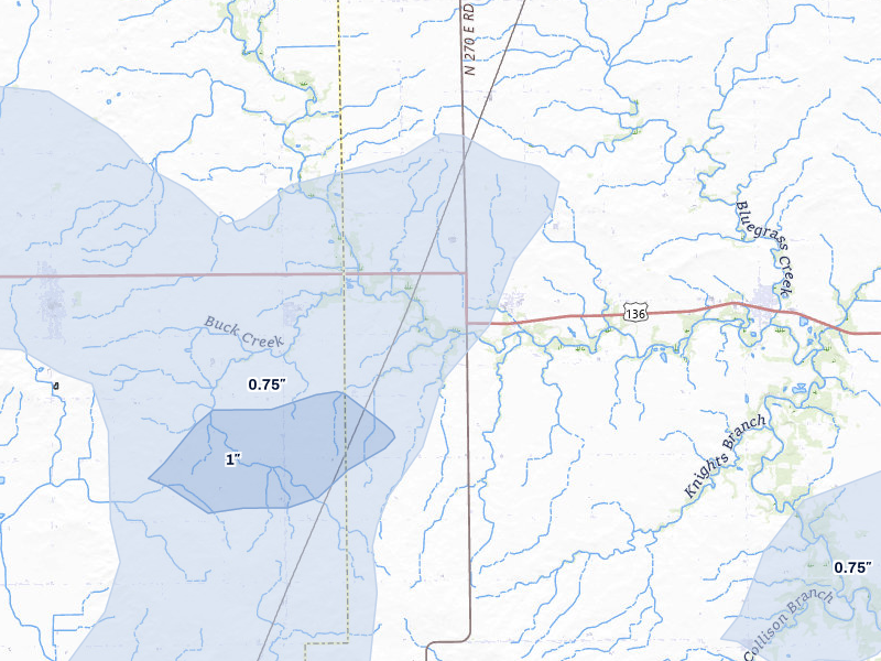 NEXRAD radar-signature map of the hail over Armstrong, IL
