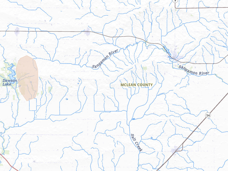 Radar-estimated hail-size map of the storm over Arrowsmith, IL on Mar 26, 2026