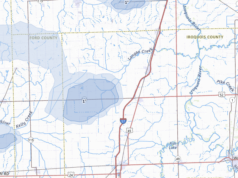 NEXRAD radar-signature map of the hail over Ashkum, IL
