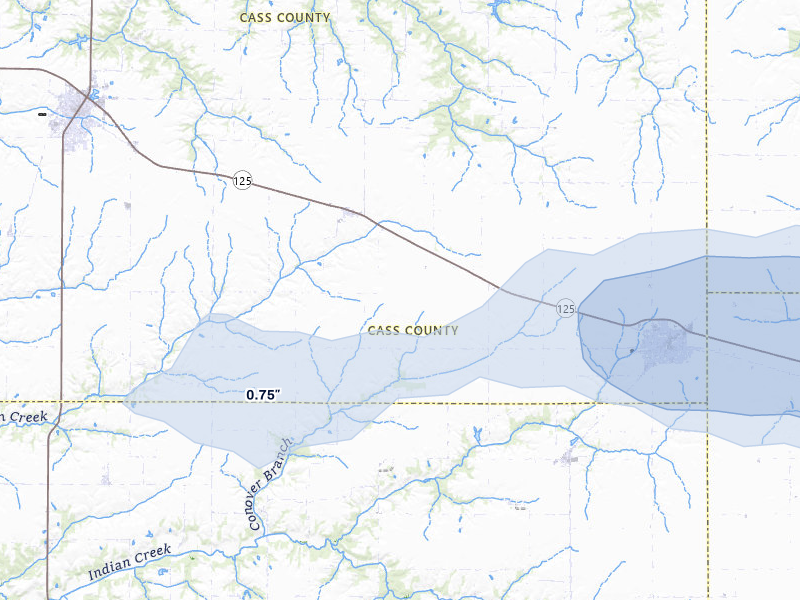 NEXRAD radar-signature map of the hail storm over Ashland, IL on Mar 3, 2026