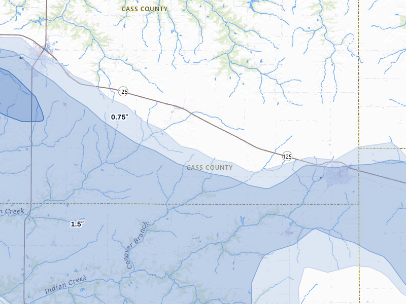 NEXRAD radar-signature map of the hail storm over Ashland, IL on May 4, 2026