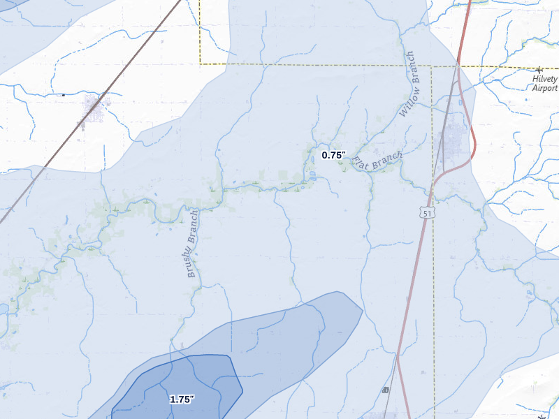 NEXRAD radar-signature map of the hail storm over Assumption, IL on Apr 27, 2026