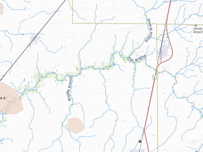 Radar-estimated hail-size map of the storm over Assumption, IL on May 3, 2026