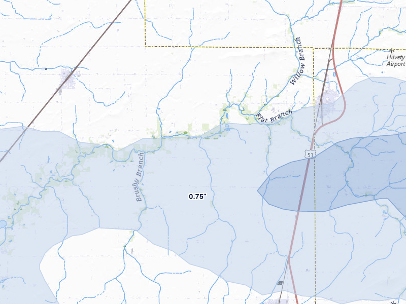 NEXRAD radar-signature map of the hail storm over Assumption, IL on May 4, 2026