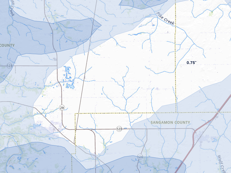 NEXRAD radar-signature map of the hail storm over Athens, IL on Apr 27, 2026