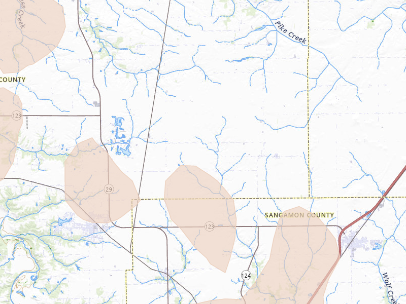 Radar-estimated hail-size map of the storm over Athens, IL on May 4, 2026