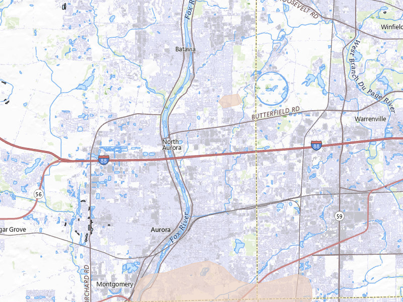 Radar-estimated hail-size map of the storm over Aurora, IL on Jul 3, 2026