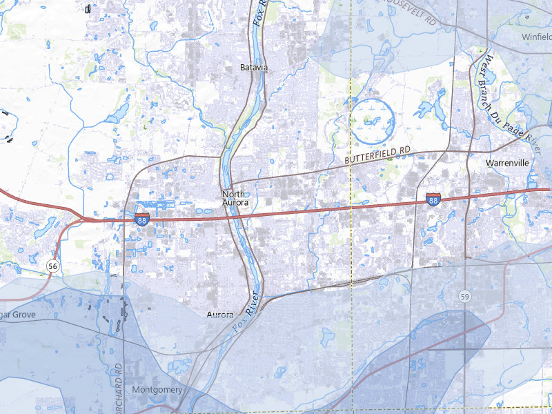 NEXRAD radar-signature map of the hail storm over Aurora, IL on Jul 3, 2026